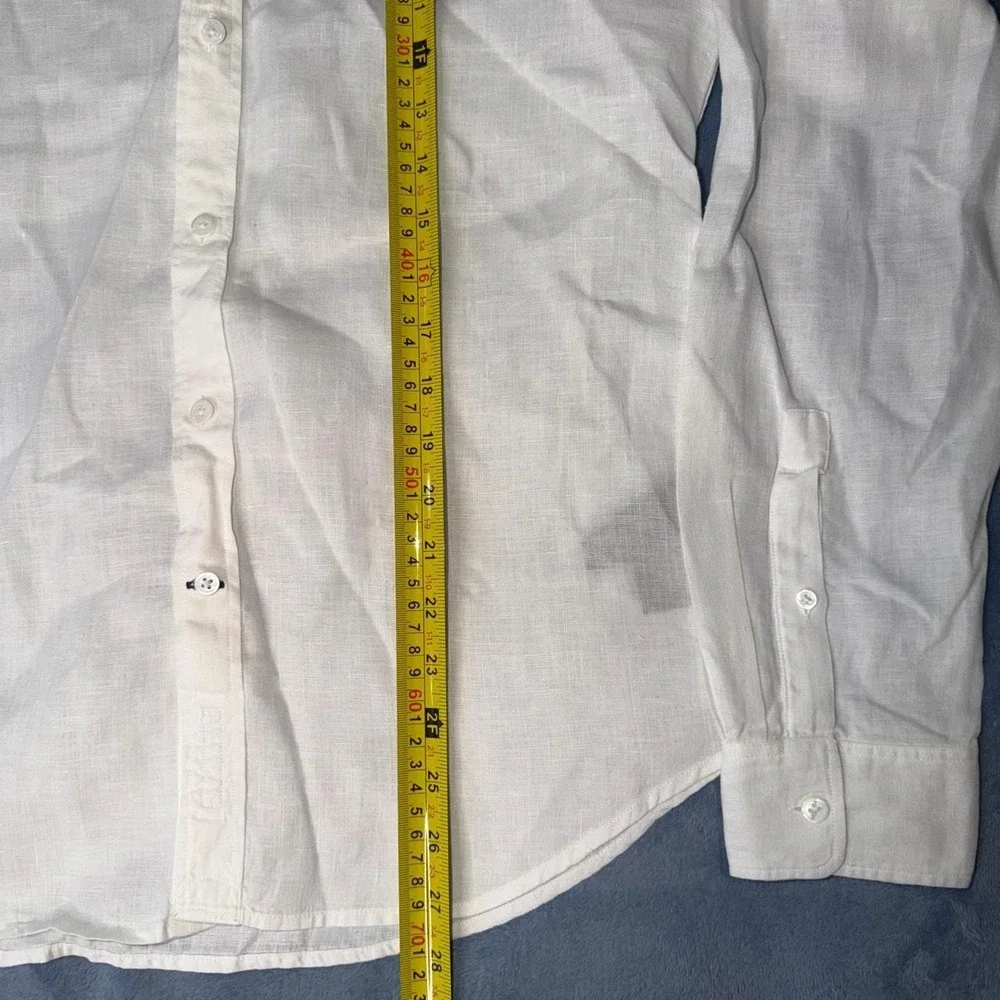 Club Monaco white linen button-up shirt